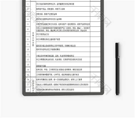 日常办公银行员工排查问卷表Excel模板_千库网(excelID：76817)