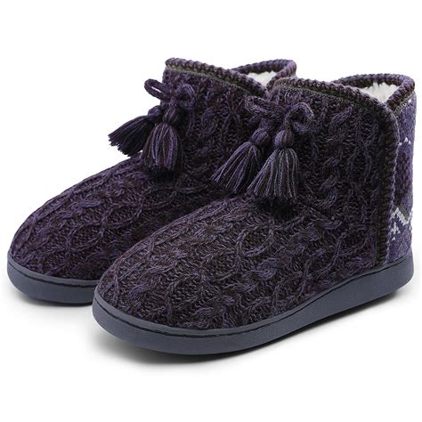 NCCB Womens Bootie Slippers Plush Fleece Memory Foam Indoor House Shoes ...