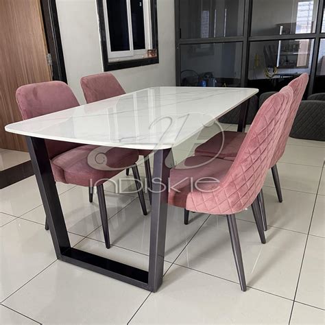 Four Seater Metal Dining Table Composite Italian SATVARIO Marble TOP ...