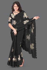 Buy AVIRAT DESIGNER STUDIO Embroidered Bollywood Georgette Black Sarees ...