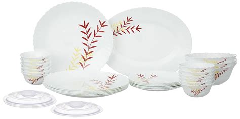 Larah by Borosil Oak Fluted Series Opalware Dinner Set | 31 Pieces for ...