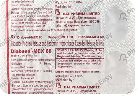 Diamicron Xr Mex 60/500mg Strip Of 14 Tablets: Uses, Side Effects ...