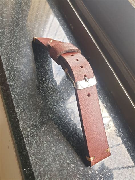 Handmade saddle brown leather strap - 20mm - Indianleathercraft