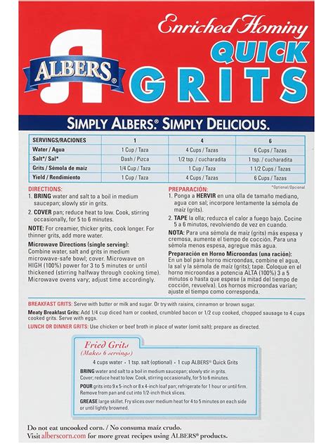 Albers Quick Grits 40oz: Premium Southern-style Corn Grits for Fast ...