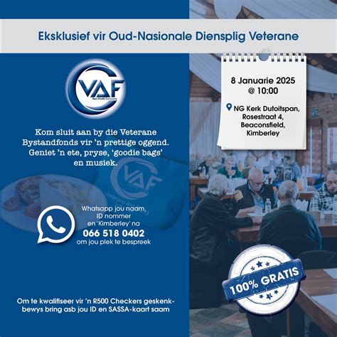 VAF SA`s Humanitarian Function - Honoring Our Heroes In Kimberley ...