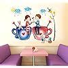 Decals Design 'Romantic Cartoon Couple on Cups' Wall Sticker (PVC Vinyl ...