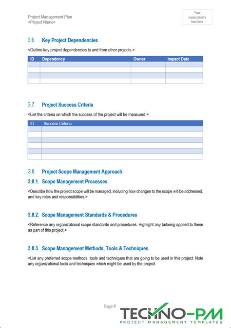 Project Management Plan Template 的图像结果