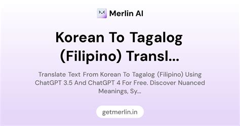 Korean to Tagalog (Filipino) Translator