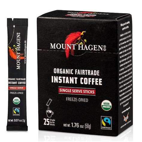Mount Hagen 25 Count Single Serve Instant Coffee Packets | Organic ...