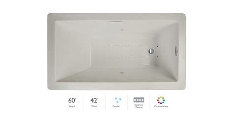 Jacuzzi LM10969 Elara 60" Pure Air Drop In Bathtub with Left Drain and ...