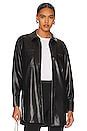 Alice + Olivia Dimitra Vegan Leather Oversized Button Down in Black ...