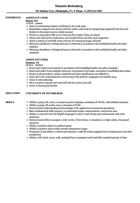 Image result for Assistant Cook Resume