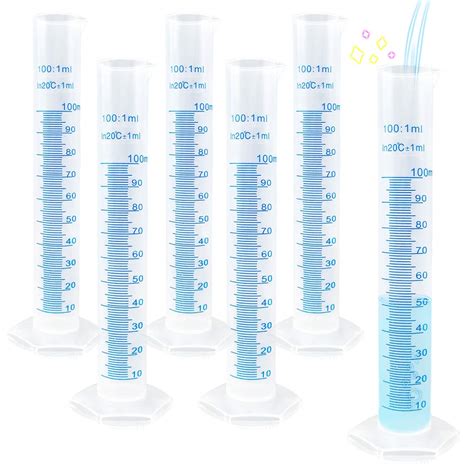 Buy Kalevel 6pcs Polypropylene Graduated Cylinder 100ml Measuring ...