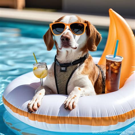 Scene: Dog in Pool Float with Sunglasses | Stable Diffusion Online