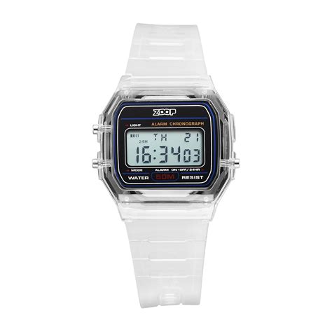 Zoop Transparent Digital Watch with Black Dial & White Strap for Girls ...