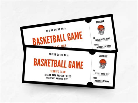 Editable Basketball Game Ticket Template, Printable Basketball Ticket ...