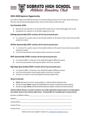 Fillable Online Ann Sobrato High School Athletic Boosters are actively ...