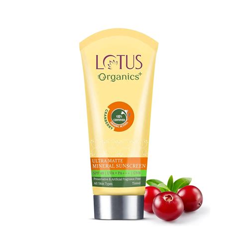 Lotus Organics+ Ultra Matte Mineral Sunscreen | SPF 40 PA+++ | 100% ...