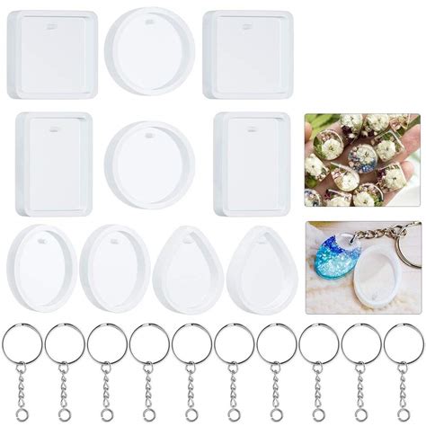 boxoon 20PCS DIY Keychain Mold Non-Stick Creative Resin Making Mold ...