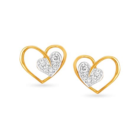 Romantic Diamond Heart Stud Earrings