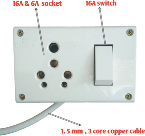 VKV 16 amp extension board with 6 meter, 1.5 mm , 3 core , heavy copper ...
