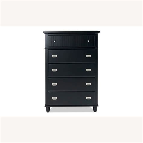 Black Tall Dresser With Mirrored Lid - AptDeco