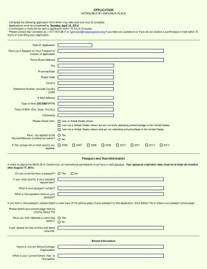 Fillable Online Women2Women-America 2014 Student Application Form Fax ...