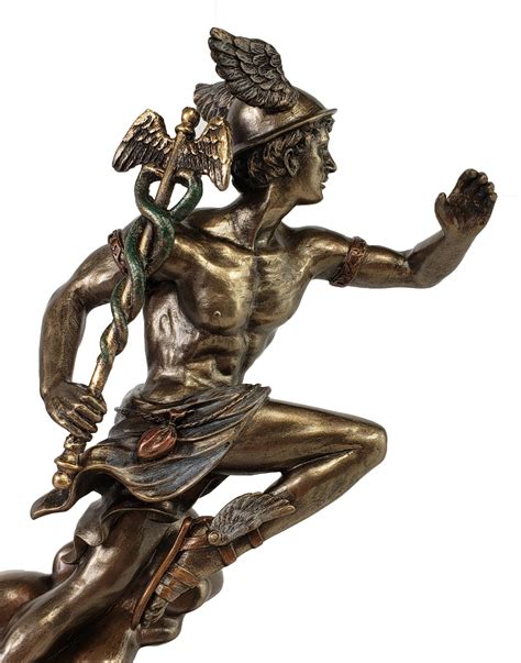 8" Hermes Greek Mythology Messenger Gods Running W/ Caduceus Bronze Co ...