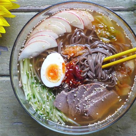 Cold soba noodles in beef broth (延吉冷面) - Red House Spice