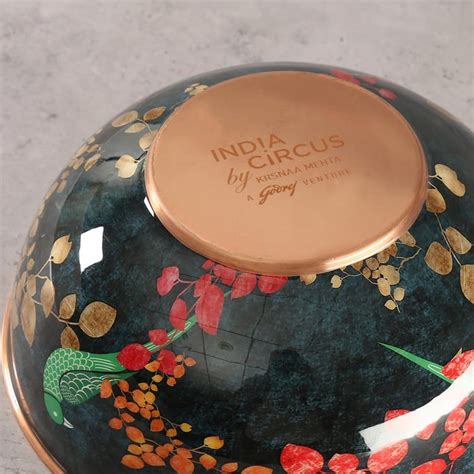 Buy INDIA CIRCUS Parrots of the Night Copper Printed Serving Bowl - 1 ...