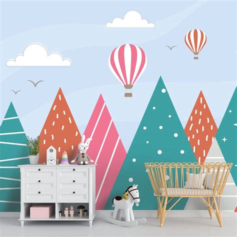 Playful Mountain Landscape, Kids Room Wallpaper – Life n Colors