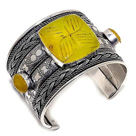 Buy Ishani Impex Unisex Cuff Yellow Sapphire Gemstone Handmade 925 ...