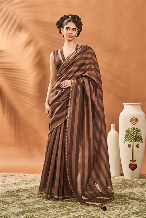 Mocha Mosaic Saree – House Of Masaba