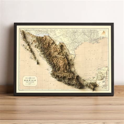Mexico Map Mexico 2D Relief Map Mexico Old Map Mexico - Etsy Ireland