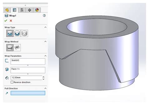 Wrap Feature SolidWorks 的图像结果
