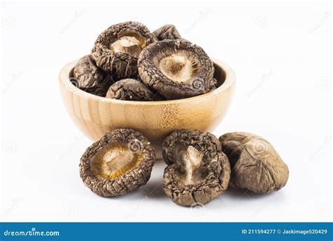 Dry Shiitake Mushrooms Isolated on White Background. Stock Image ...