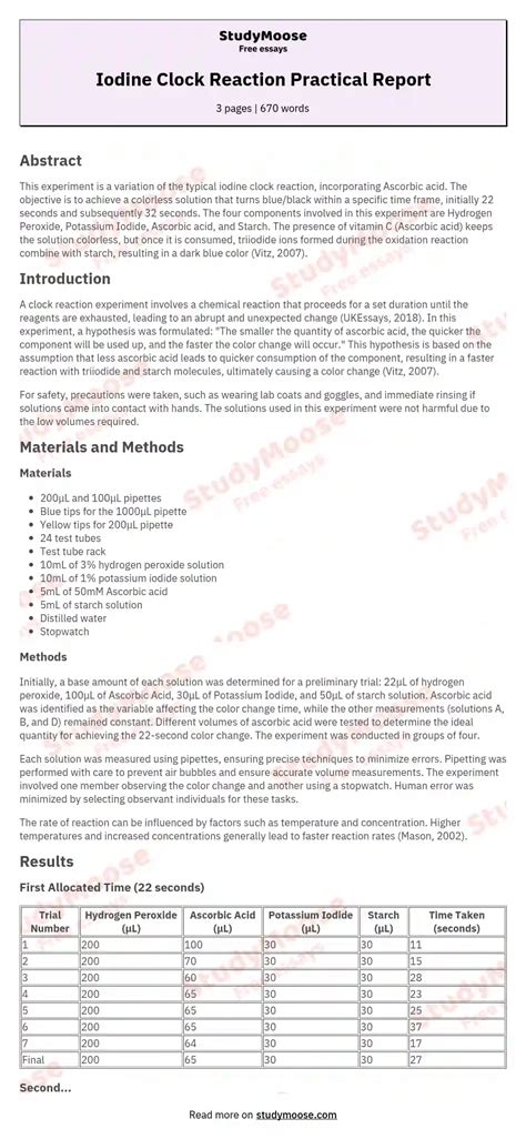 Iodine Clock Reaction