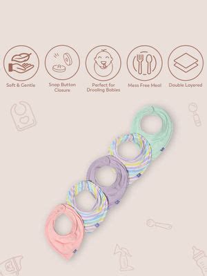 Buy Mi Arcus Cotton Striper & Solid Drool Bib Snap Button Closure (0-3 ...