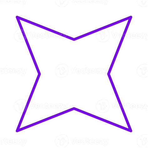 Four Pointed Star 50 Geometric Brutalist Shape Set Outline Style ...