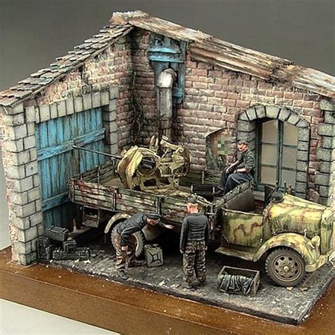 DIY Building 3D Puzzles Kit Wooden Ruins House 1/35 Sand Table War ...