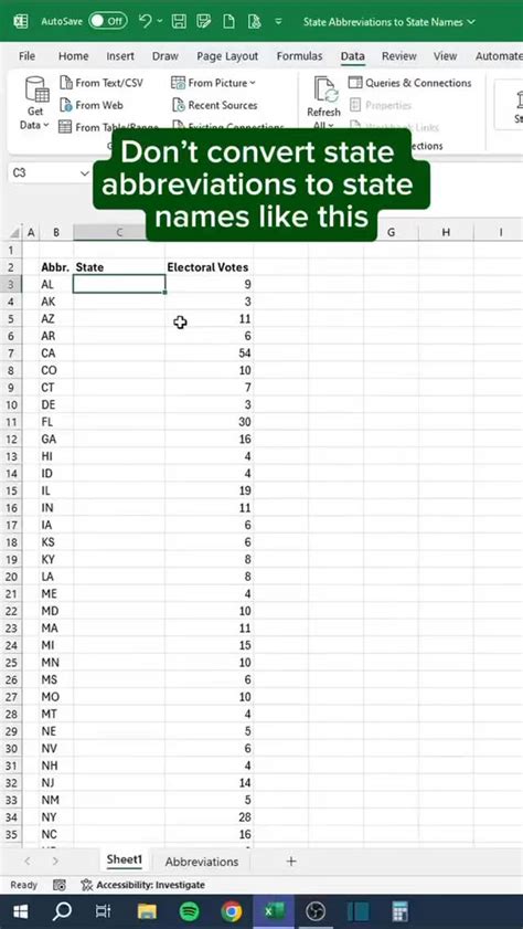 Convert State Abbreviations to State Names in Excel‼️ #excel
