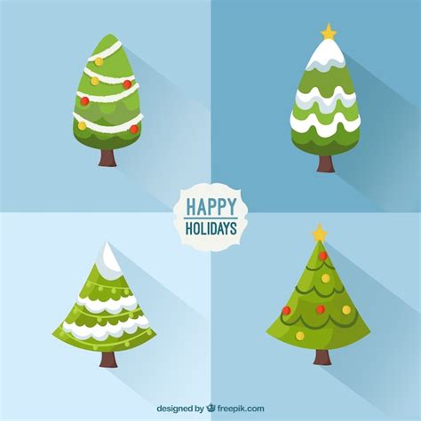 Noël vert collecte des arbres | Vecteur Gratuite