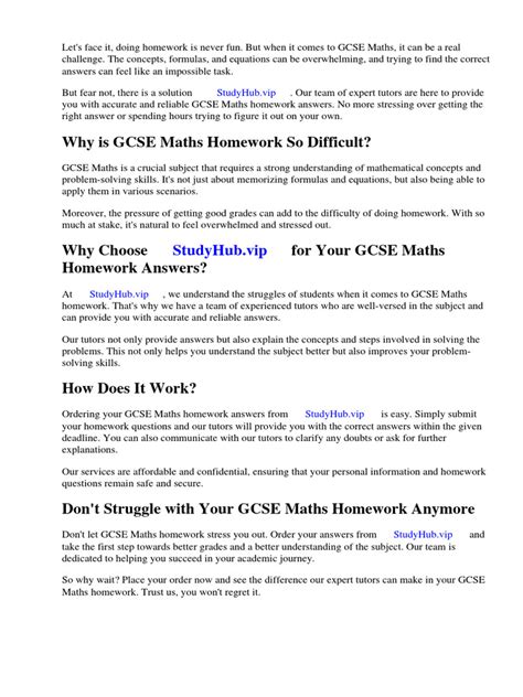 Gcse Maths Homework Answers | Download Free PDF | Homework | Worksheet