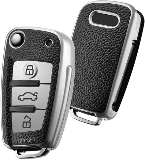 SPINFO™ Premium Soft TPU Leather Pattern Key Cover Compatible with Audi ...
