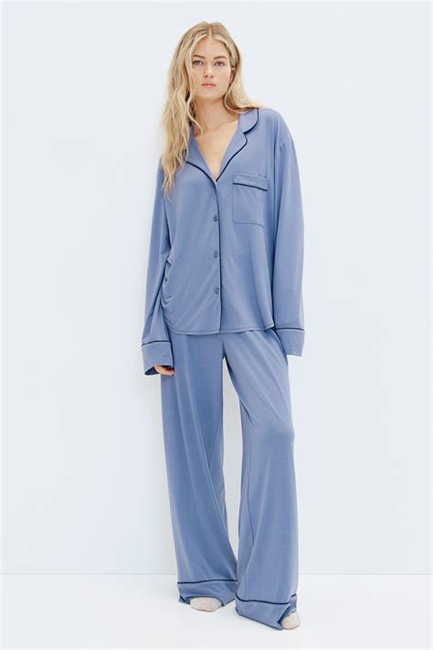 Viscose-blend pyjamas - Dusty blue - Ladies | H&M IN