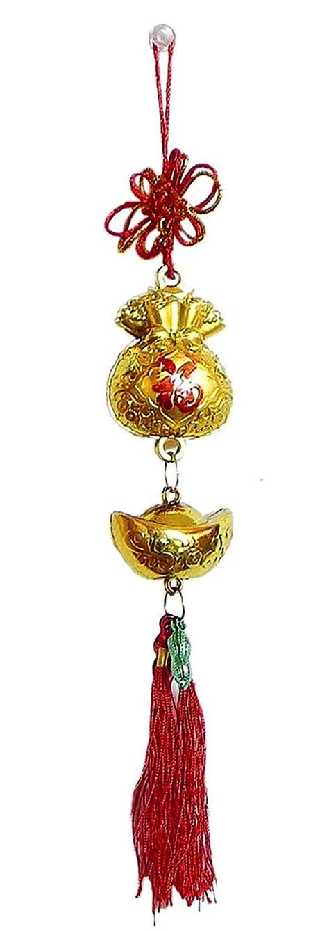 DollsofIndia Golden Acrylic Feng Shui Car Hanging with Red Silk Thread ...