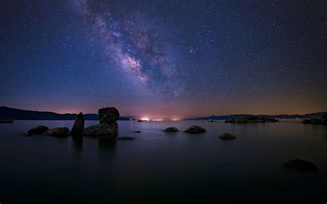 Download wallpaper 3840x2400 lake, milky way, night, stones 4k ultra hd ...