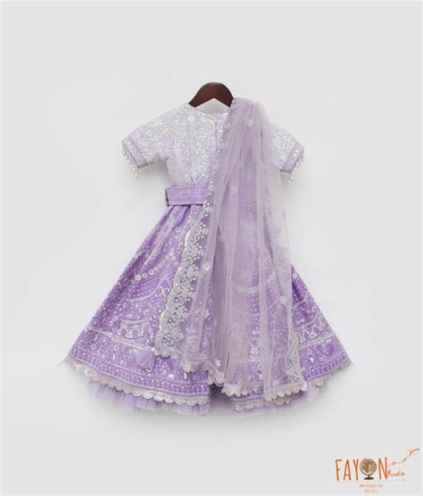 Lilac Thread Work Lehenga for Girls – FayonKids