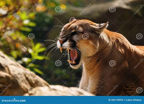 Roaring Cougar or Mountain Lion Hunts Its Prey Stock Illustration - Illustration of wildlife ...