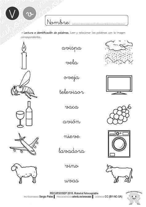 Cuadernillo de lectura y escritura: letra V